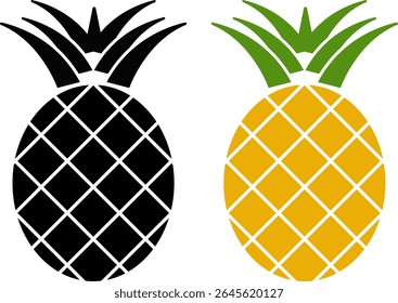 pineapple icon. health food symbol. Tropical sweet fruit collection