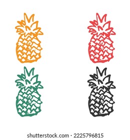 Pineapple icon, Pineapple illustration, Pineapple with leaves, fruit and ananas, Pineapple logo vector icons in multiple colors