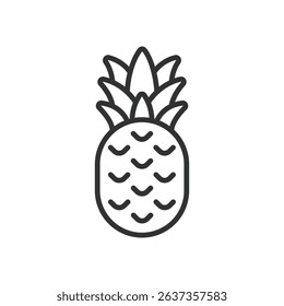 Pineapple, icon in line design. Pineapples, tropical fruit, pineapples slice, fresh pineapples, juicy fruit, exotic fruit, pineapple icon on white background vector. Pineapple editable stroke icon