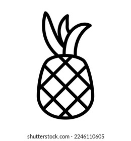 Línea de icono de piña aislada en fondo blanco. Icono delgado plano negro sobre el estilo de contorno moderno. Símbolo lineal y trazo editable. Ilustración vectorial de trazo simple y píxel perfecto
