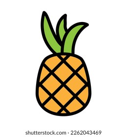 Pineapple icon line isolated on white background. Black flat thin icon on modern outline style. Linear symbol and editable stroke. Simple and pixel perfect stroke vector illustration