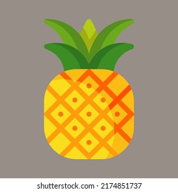 Pineapple icon, logo, vector illustration isolated on gray background. suitable for food, restaurant, fruit, patterns and logos.