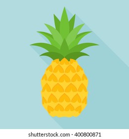 Pineapple Icon With Long Shadow, Flat Design