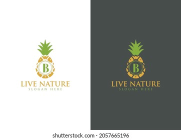 Pineapple Icon minimalist letter B logo design vector