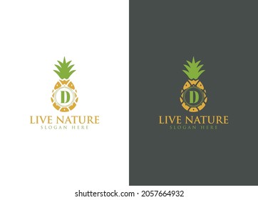 Ananas Symbol minimalistischer Buchstabe D Logo-Design Vektorgrafik
