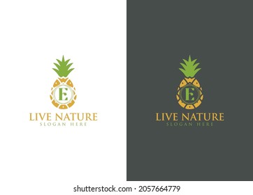 Ananas Symbol minimalistischer Buchstabe E Logo-Design Vektorgrafik