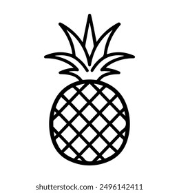 Pineapple icon or modern line symbol. Vector line art and icon design with bold outline. Black and white Pixel Perfect minimalistic symbol isolated white background. Silhouette simple thin sign