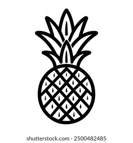 Pineapple icon or modern line symbol. Vector line art and icon design with bold outline. Black and white Pixel Perfect minimalistic symbol isolated white background. Silhouette simple thin sign