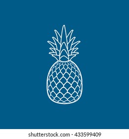 Pineapple Icon On Blue Background