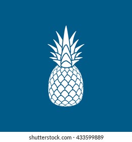 Pineapple Icon On Blue Background