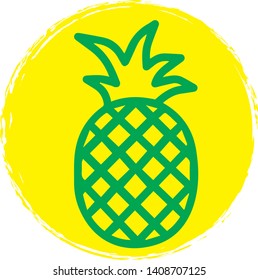 Pineapple icon on circle background. Vector illustration. 