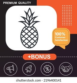 Pineapple icon. With orange and black background