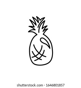 Pineapple icon in outline style, isolated on a white background. Summer fruits rich in vitamins, vegetarianism, vector illustration. For web and apps.