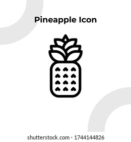 Pineapple Icon with Outline Style, Vector Editable 