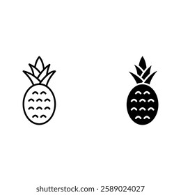 Pineapple icon set color editable on white background