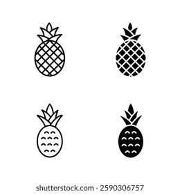 Pineapple icon set color editable on white background