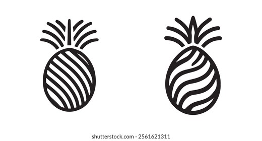 pineapple icon set. pineapple fruit icon for graphic designs. vector eps illustration on a white background.