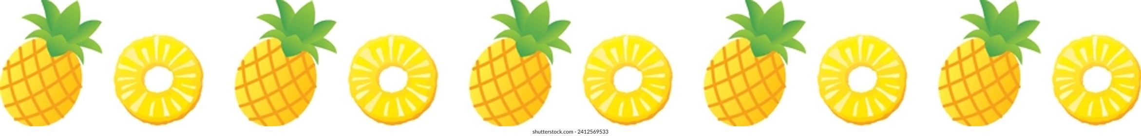 Pineapple icon set. Isolated on white background. Vector illustration.