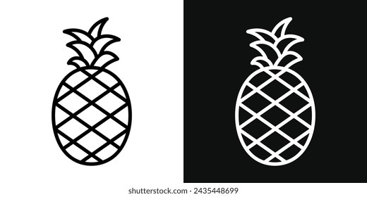 Pineapple Icon Set. Vector Illustration