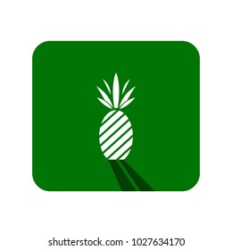 Pineapple icon with shadow isolated on green background