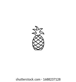 Pineapple Icon. Simple, Flat, Black, Outline.