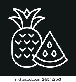 Pineapple icon, slice, vector outline.