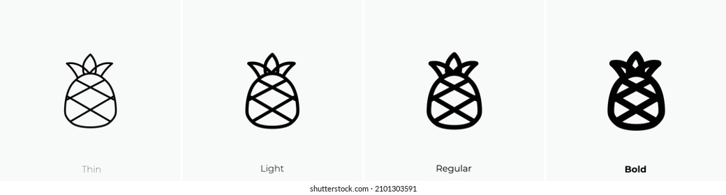 pineapple icon. Thin, Light Regular And Bold style design isolated on white background