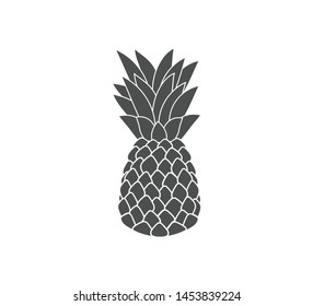  Pineapple icon. Tropical exotic fruit. Black symbol. Vector illustration.