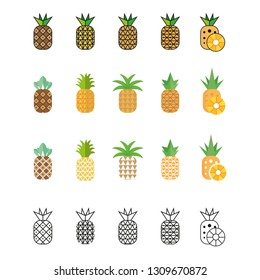 Pineapple icon. Tropical fruit. Ananas print.