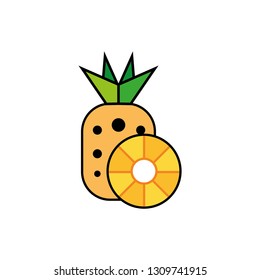 Pineapple icon. Tropical fruit. Flat Design Vector illustration
