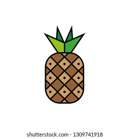 Pineapple icon. Tropical fruit. Flat Design Vector illustration
