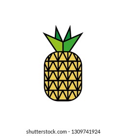 Pineapple icon. Tropical fruit. Flat Design Vector illustration