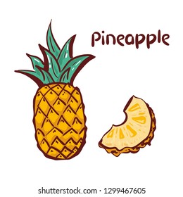 Pineapple icon. Tropical fruit, isolated on white background. Symbol of fresh food, sweet, exotic,summer, vitamin, healthy. Nature logo. hand drawing Design element Vector illustration. logo.