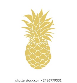 pineapple icon, tropical gold exotic fruit isolated on white background, vector illustration in flat style