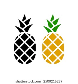 Ananas-Symbol, Vektorgrafik. Flacher Designstil, schwarz auf weiß.