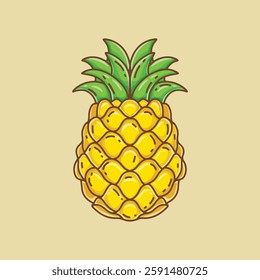 Pineapple icon. Vector illustration of a pineapple with leaves.