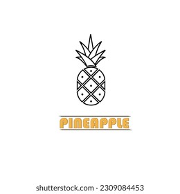pineapple icon. Vector illustration pineapple in old ink style. For brochures, banner, restaurant menu and market