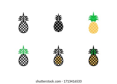 pineapple icon vector illustration with six different style design. isolated on white background
