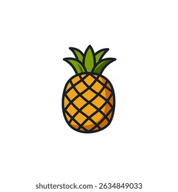 Ilustração do vetor do ícone do abacaxi. Símbolo de fruta tropical para marca de verão, lanches saudáveis e desenhos de festa
