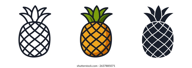 Pineapple Icon Vector Illustration. Tropical Fruit Symbol for Summer Branding, Healthy Snacks, and Party Designs