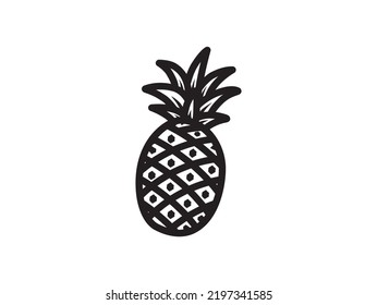 pineapple icon vector. line art hand drawing.