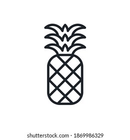 Pineapple icon. Vector linear icon, contour, shape, outline isolated on a white background. Thin line. Modern minimalistic design. Fruits.