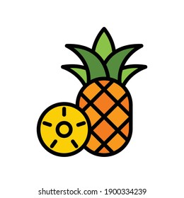 Pineapple Icon Vector Sign And Symbols Colorful Style.