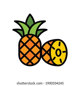 Pineapple Icon Vector Sign And Symbols Colorful Style.