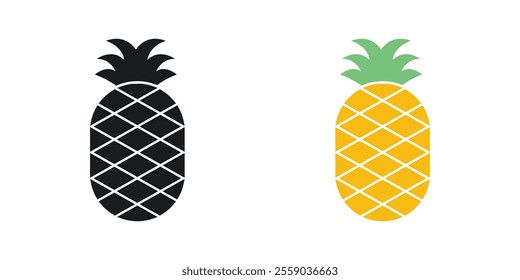 Pineapple icons in black and colored version