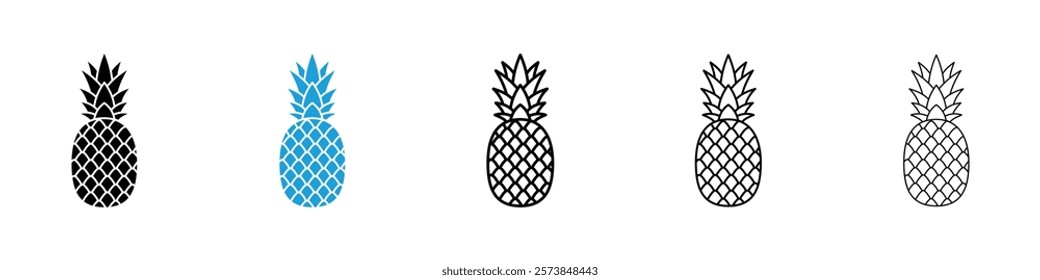 Pineapple icons in filled and 3 stroke weights