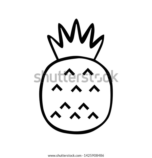 Pineapple Icons Isolated White Backgrounds Pineapple Stock Vector ...