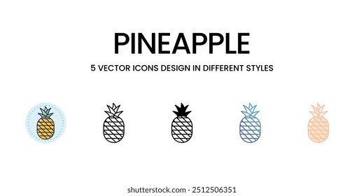 Pineapple icons set ready to use vector stock illustration