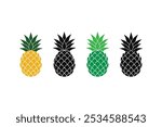 Pineapple icons set. Pineapple silhouette vector art icons set. pineapple fruit icon designs Symbol Isolated, Vector Illustration. 