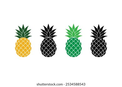 Pineapple icons set. Pineapple silhouette vector art icons set. pineapple fruit icon designs Symbol Isolated, Vector Illustration. 